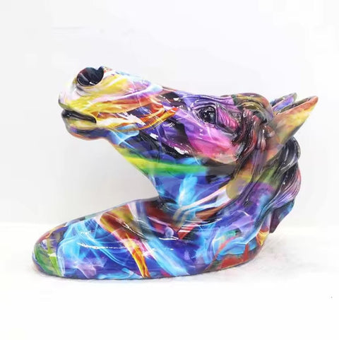 Sculpture murale tête de cheval pop art 28 cm