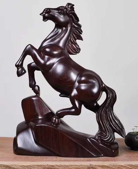 Statue de Cheval en Bois Massif 20 cm