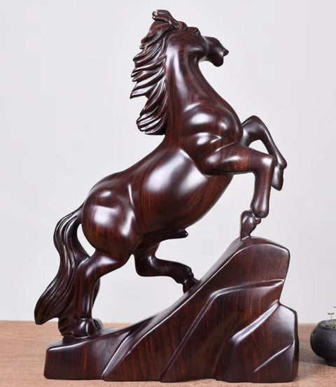 Statue de Cheval en Bois Massif 20 cm