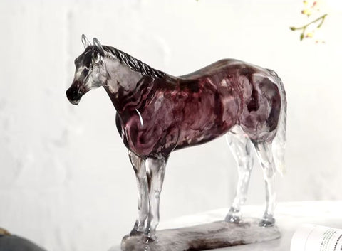Statue cheval en résine transparente 23 cm
