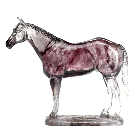 Statue cheval en résine transparente 23 cm
