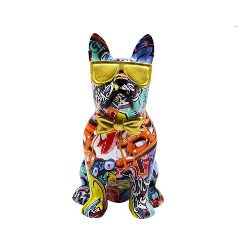 Statue bouldogue avec lunette popart 25 cm