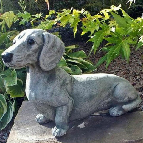 Statue chien teckel pour jardin 12 cm