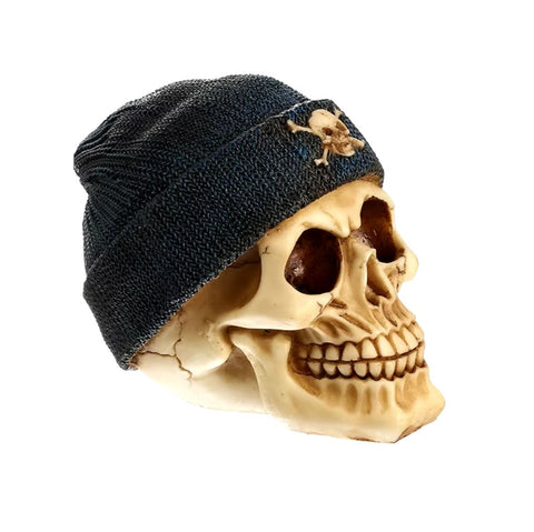 Statue tête de mort / crâne avec bonnet 14 cm