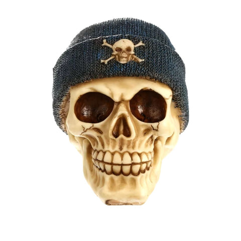 Statue tête de mort / crâne avec bonnet 14 cm