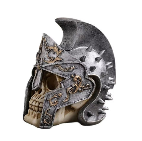 Statue crâne casque soldat romain 18 cm