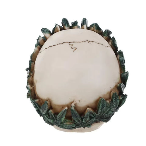 Statue crâne couronne feuille 12 cm