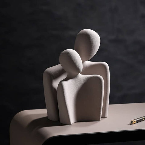 Statue couple abstrait en céramique 25 cm