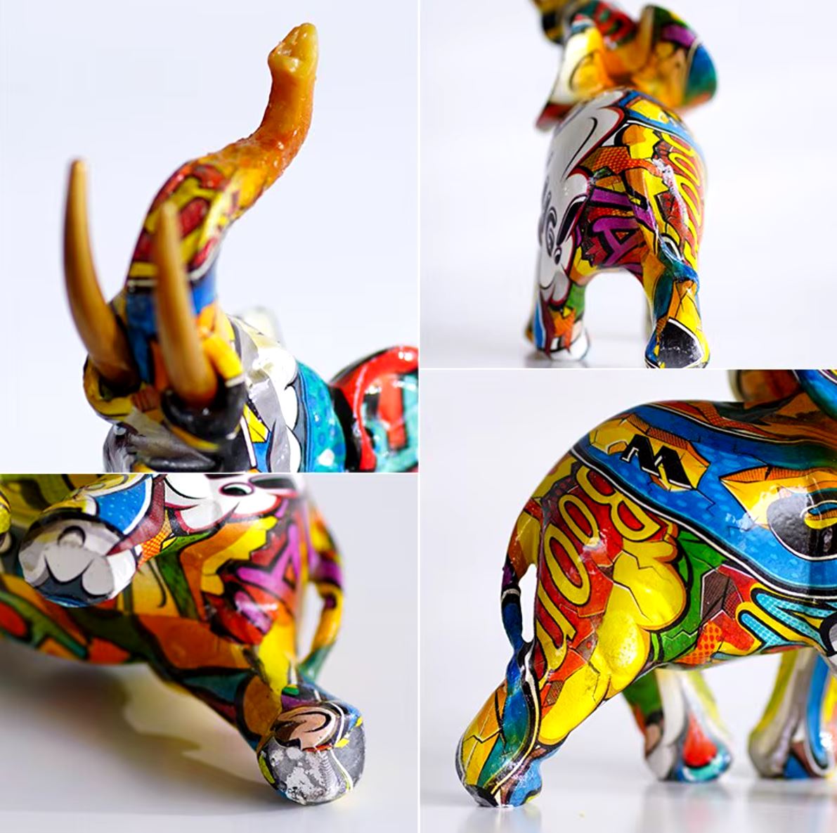 Statue éléphant en résine graffiti 17 cm– Omega Statue