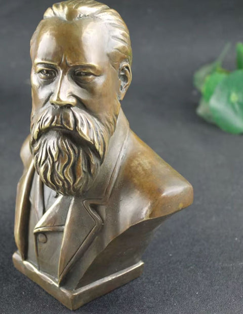 Statue buste Friedrich Engels en Laiton 16 cm