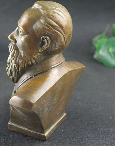 Statue buste Friedrich Engels en Laiton 16 cm
