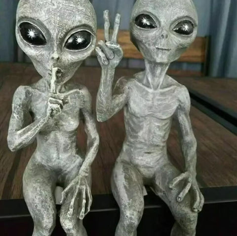 Statue extraterrestre pour intérieur/extérieur (lot 2) 15 cm