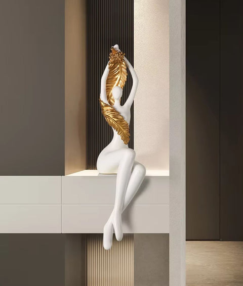 Statue moderne femme en résine - blanc 55 cm