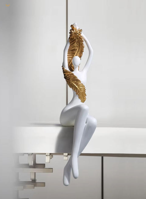 Statue moderne femme en résine - blanc 55 cm