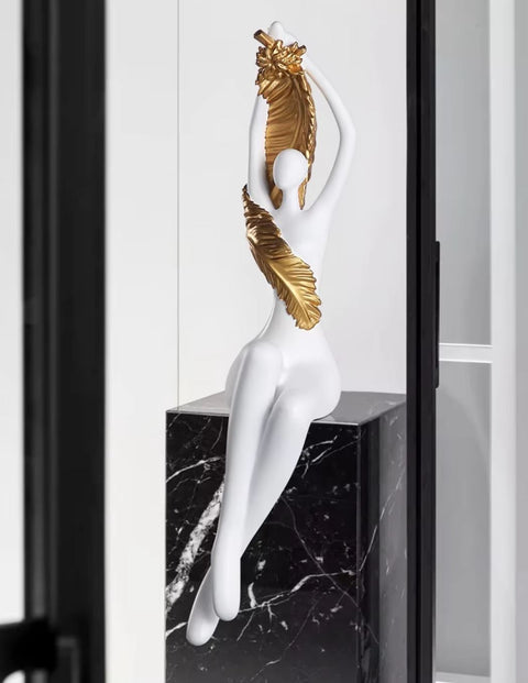 Statue moderne femme en résine - blanc 55 cm
