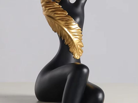 Statue moderne femme en résine - noir 55 cm