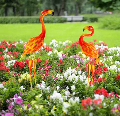 Statues flamant rose extérieur / jardin - (lot 2) - 70 cm
