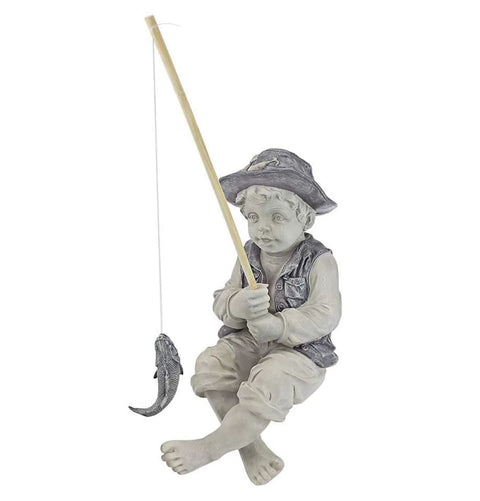 Statue garçon pêcheur pour extérieur 15 cm