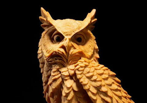 Statue hiboux en bois 11 cm