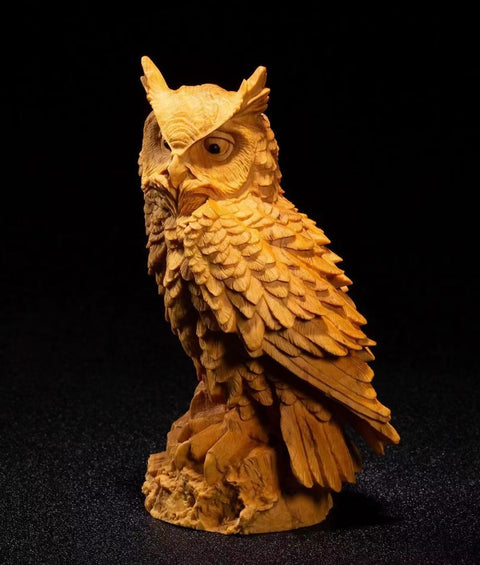 Statue hiboux en bois 11 cm