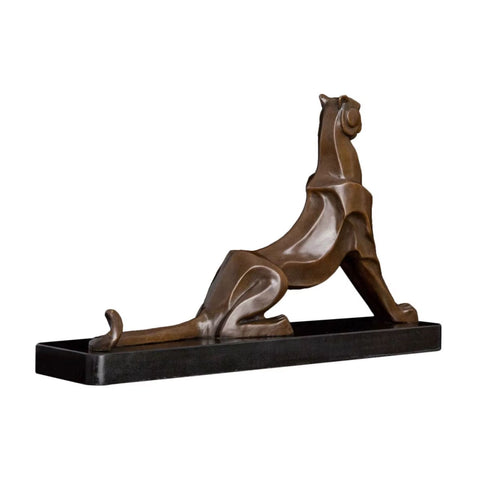 Statue léopard assis en bronze 24 cm