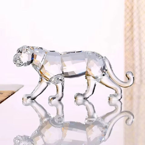 Statuette Leopard cristal transparent 6 cm