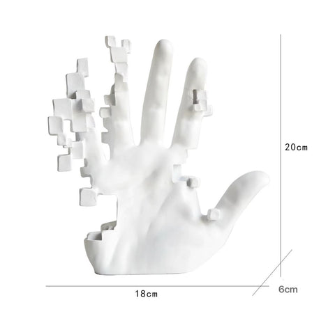 Statue design moderne main mosaïque blanc 20 cm