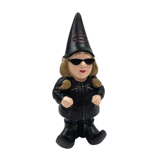 Statue nain de jardin motard femme 15 cm