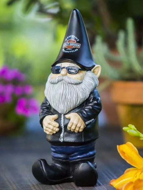 Statue nain de jardin motard homme 15 cm