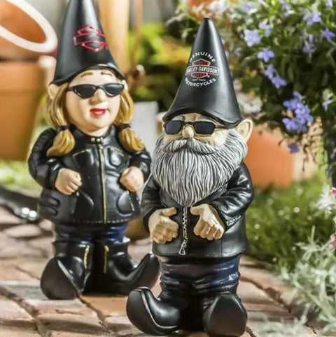 Statue nain de jardin motard homme 15 cm