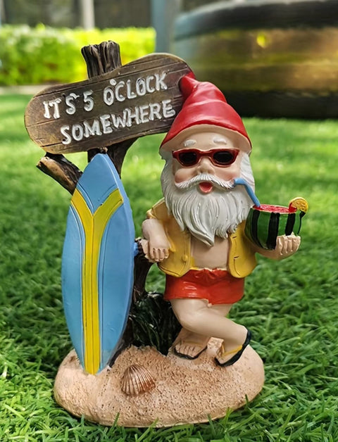 Statue nain de jardin surfeur 14 cm