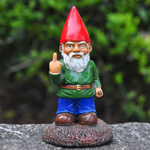Statue nain de jardin "doigt du milieu" 15 cm