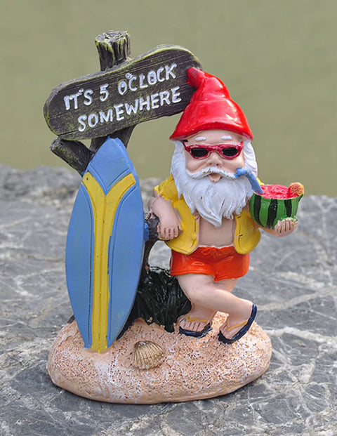 Statue nain de jardin surfeur 14 cm