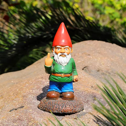 Statue nain de jardin "doigt du milieu" 15 cm