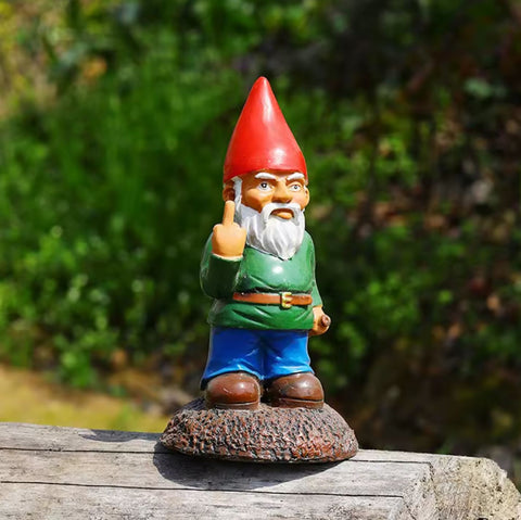 Statue nain de jardin "doigt du milieu" 15 cm