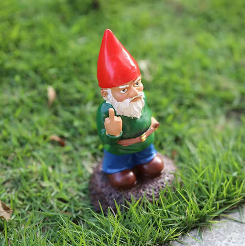 Statue nain de jardin "doigt du milieu" 15 cm