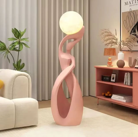 Statue Nordique Abstraite Rose 82 cm