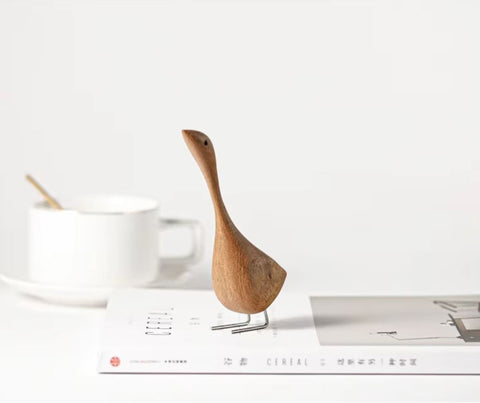 Statue Oie en bois style nordique 13 cm