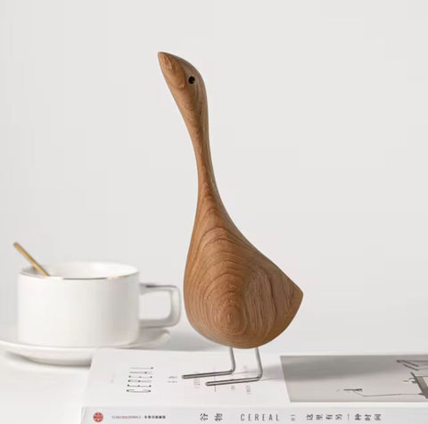 Statue Oie en bois style nordique 20 cm
