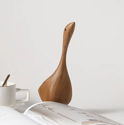 Statue Oie en bois style nordique 20 cm