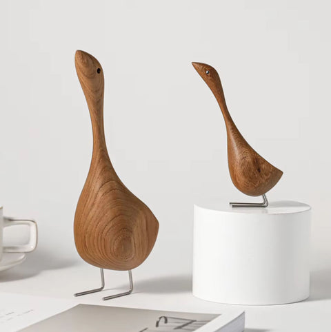 Statue Oie en bois style nordique 20 cm