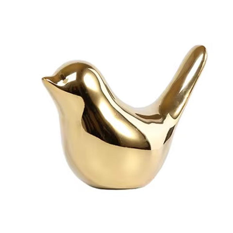 Statue oiseau style nordique, dorée 8 cm