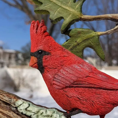 Statue Oiseau cardinal en résine 20 cm