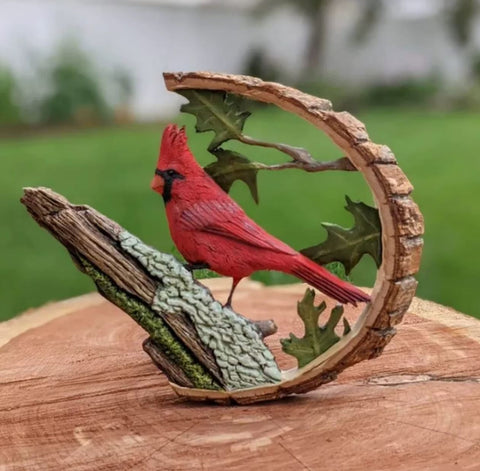 Statue Oiseau cardinal en résine 20 cm