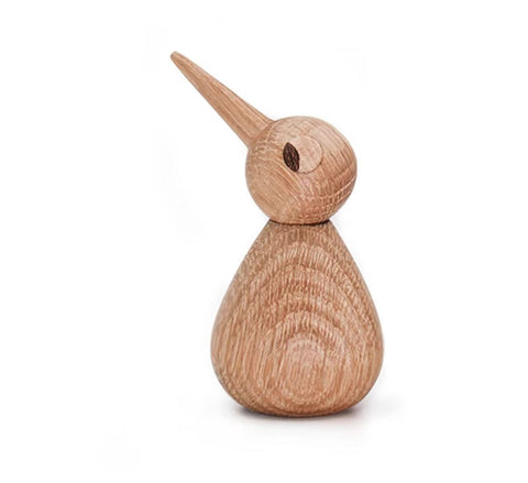Statue oiseau bec pointu en bois style nordique 8 cm