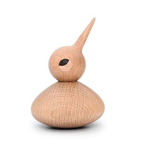 Statue oiseau bec pointu en bois style nordique 10 cm