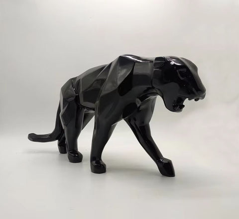 Statue Panthère Origami en résine noire 70 cm