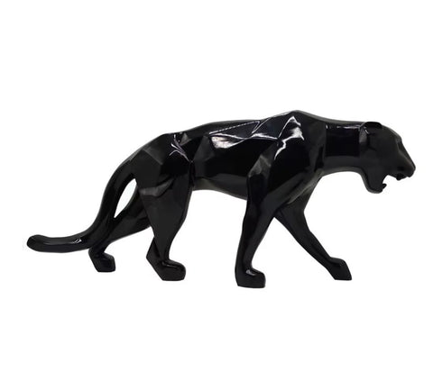 Statue Panthère Origami en résine noire 70 cm