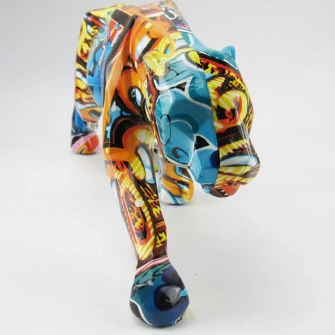 Statue Panthère graffiti en resine 14 cm