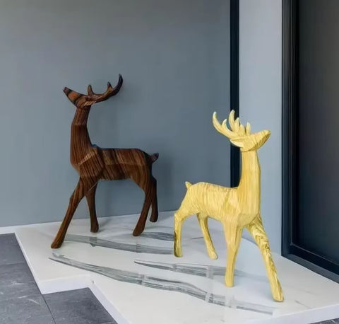 Statue Renne Origami en bois 24 cm